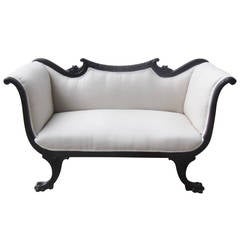 American Empire Carved Mahogany Gull Wing Settee