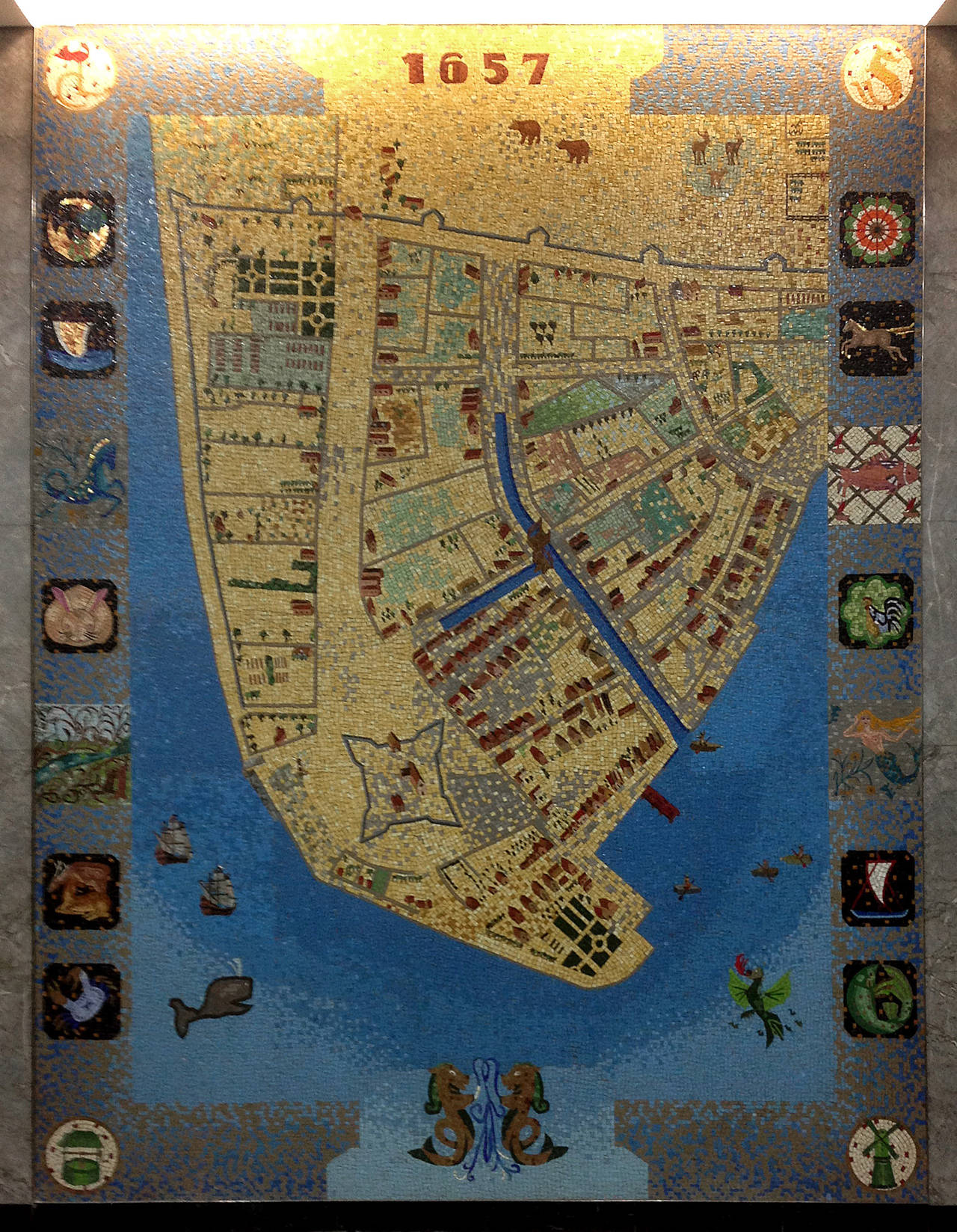 Pair of Monumental Mosaics of Lower Manhattan