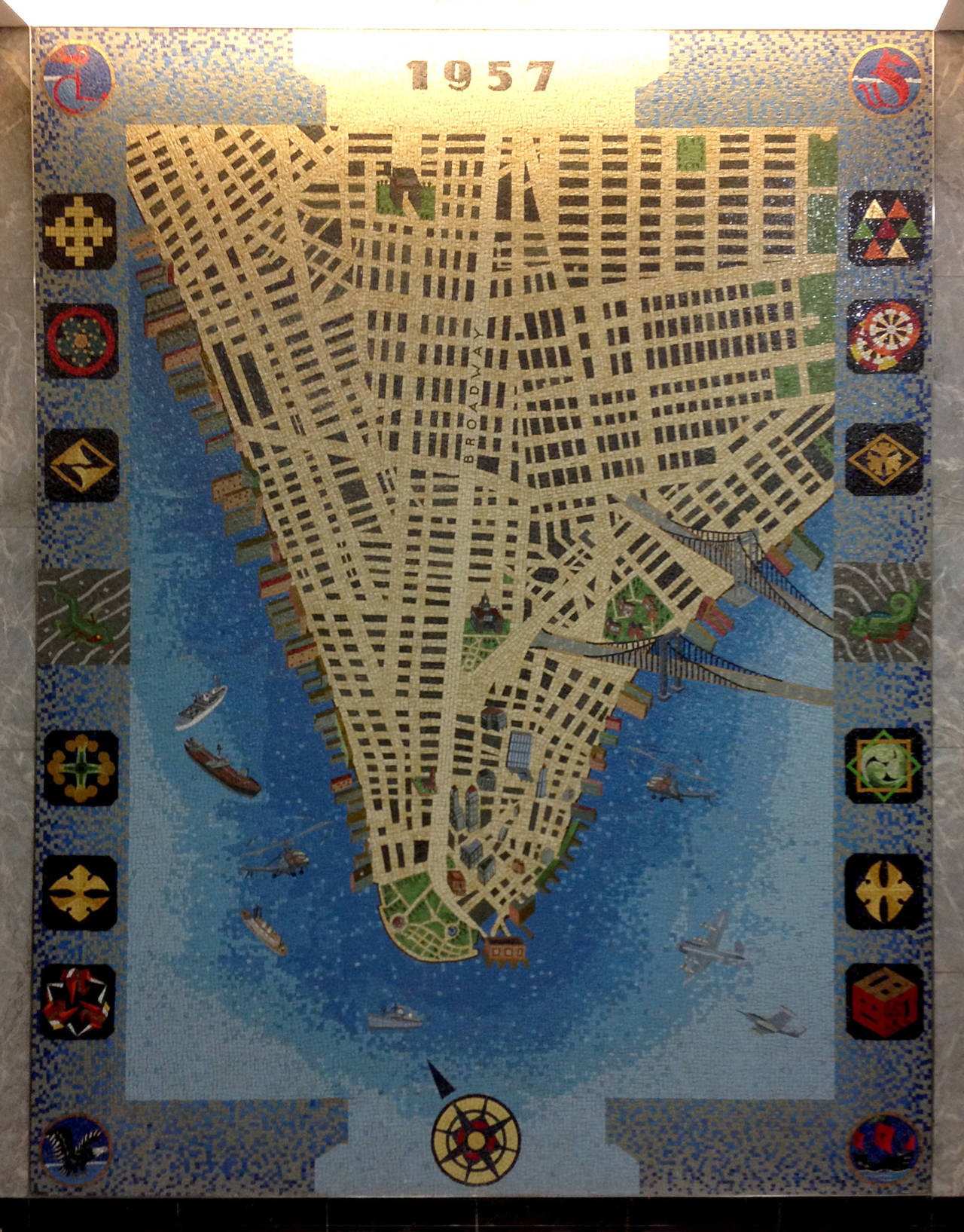 Pair of Monumental Mosaics of Lower Manhattan In Excellent Condition For Sale In New York, NY