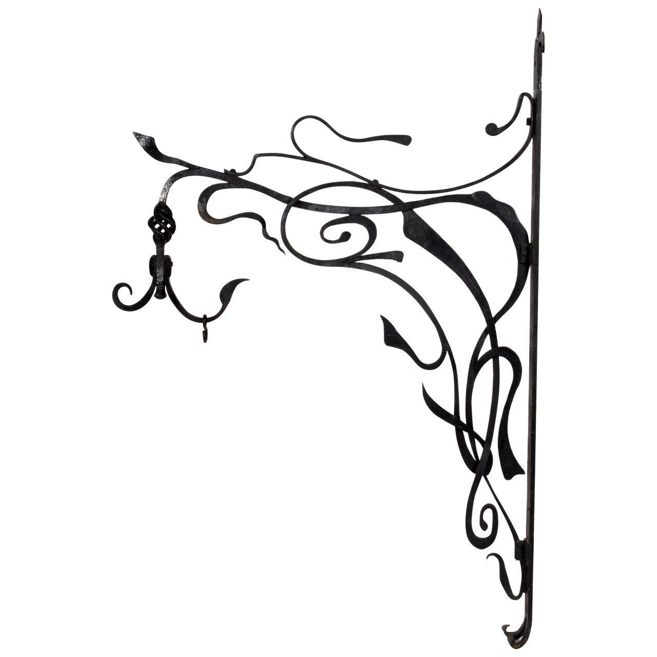 Französische Jugendstil-Wandhalterung aus Schmiedeeisen im Angebot