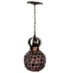 Spherical Handmade Rock Art Glass Pendant Light