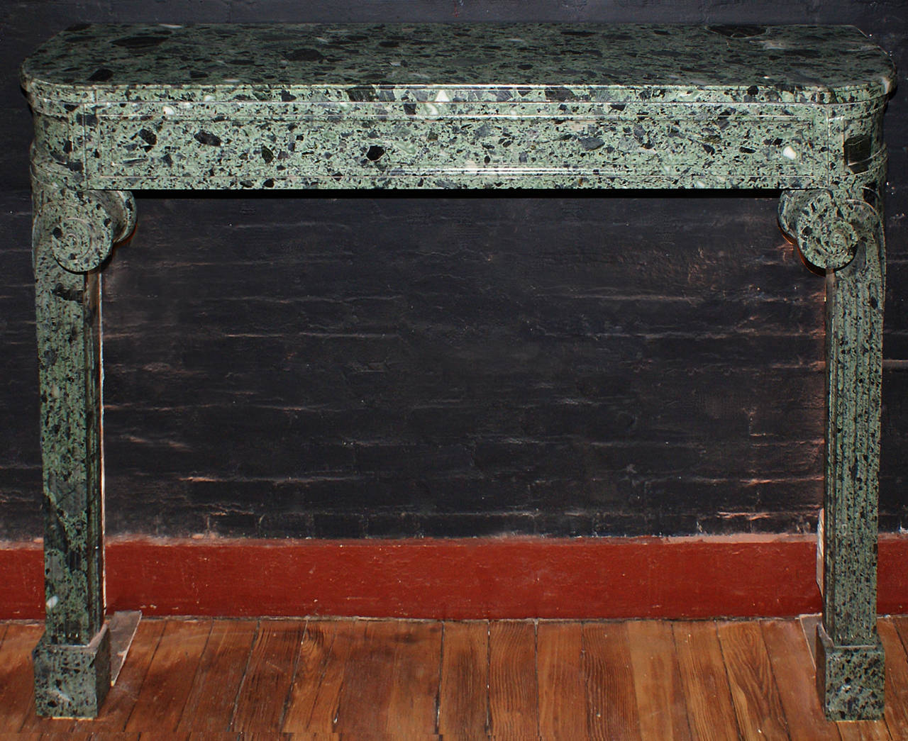 1920s English Art Deco Verde Antico Marble Mantel