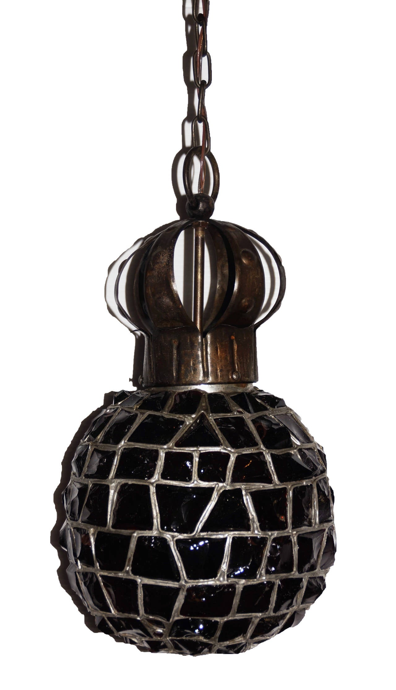 Spherical Handmade Rock Art Glass Pendant Light