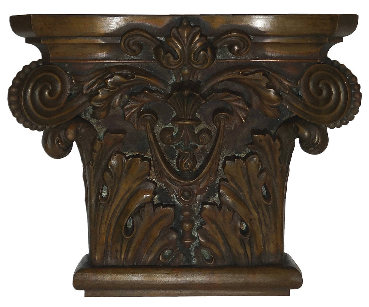 Renaissance Revival Pair of Bronze Corinthian Style Pilaster Capitals For Sale