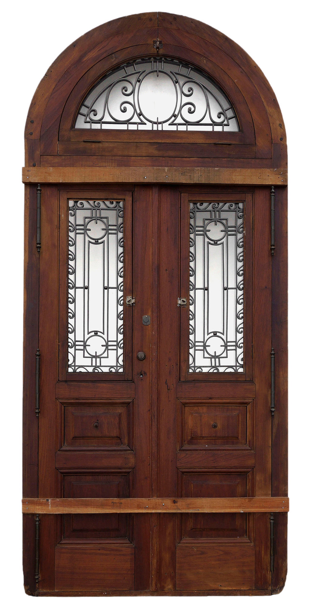 Argentine Antique Argentinian Ipe Entrance Doors with Transom For Sale