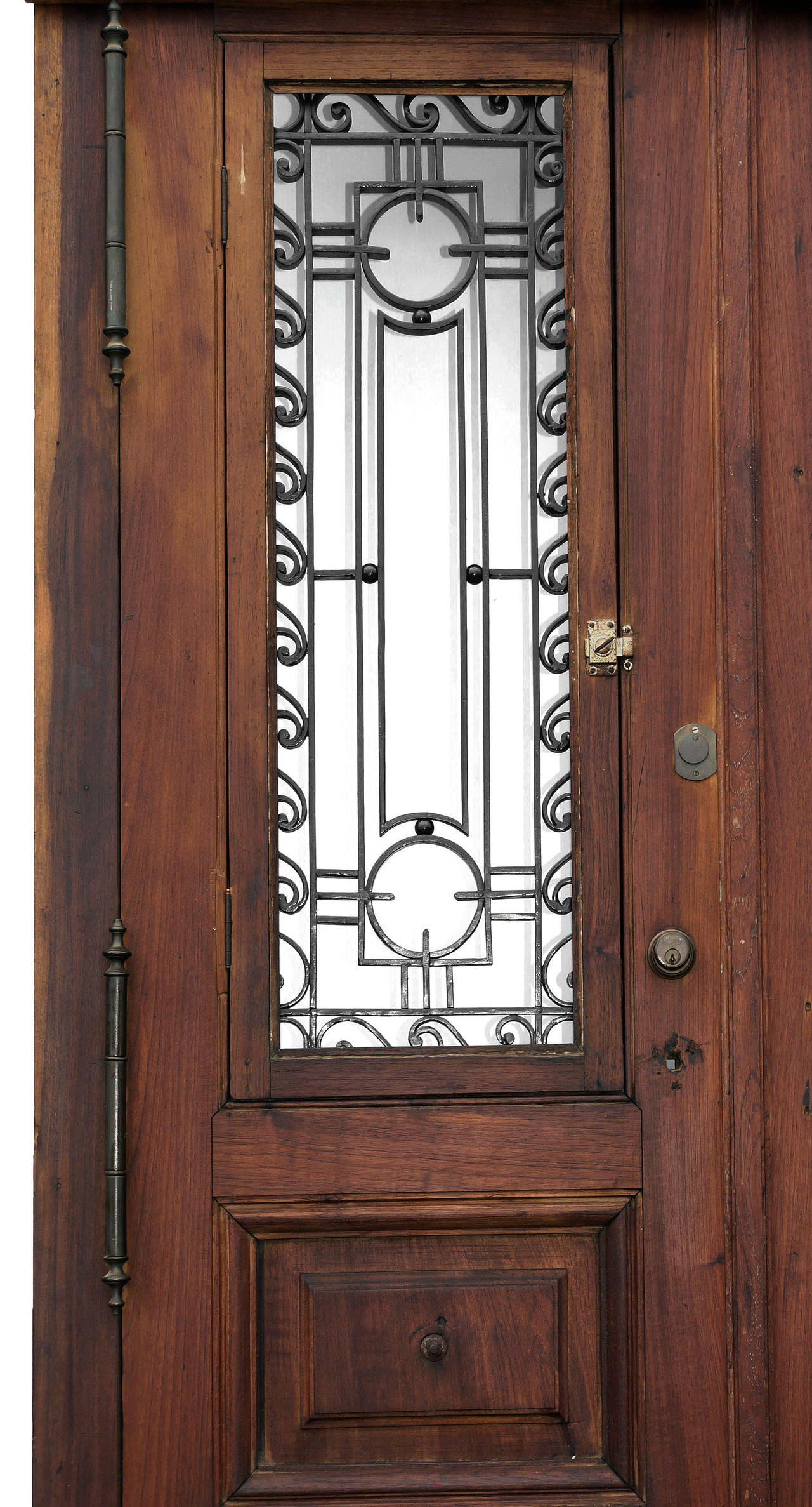 Antique Argentinian Ipe Entrance Doors with Transom In Good Condition For Sale In New York, NY