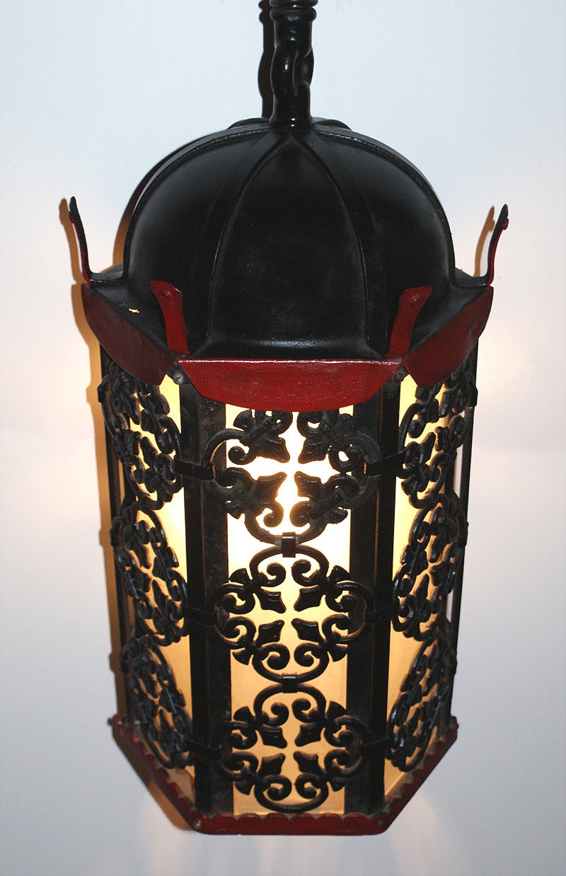 Spanish Gothic Style Lantern, circa 1920 In Good Condition For Sale In New York, NY