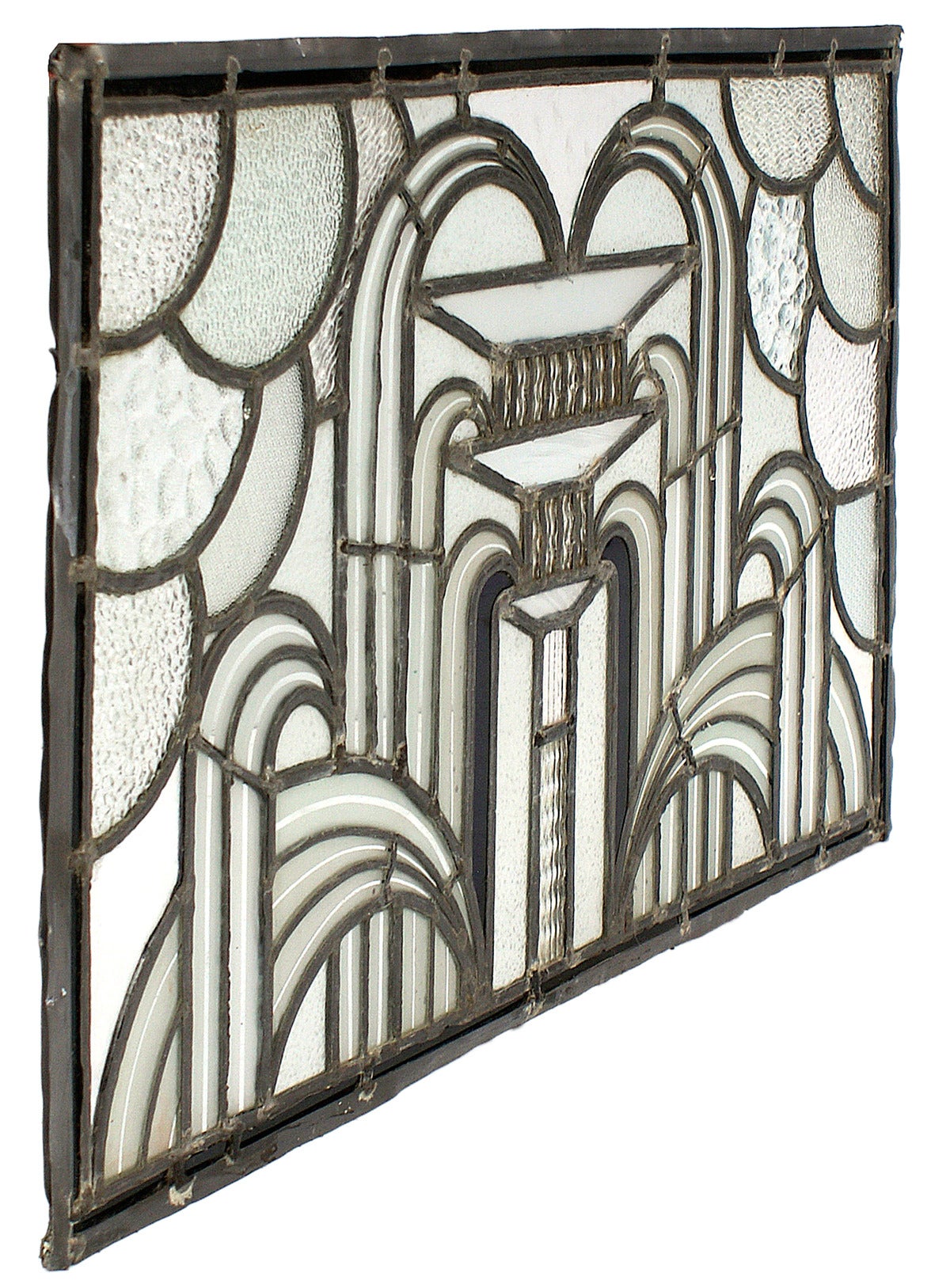 English Art Deco Leaded Glass Window For Sale 2