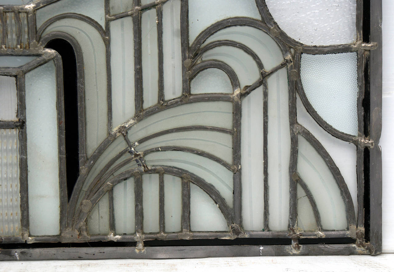English Art Deco Leaded Glass Window For Sale 1