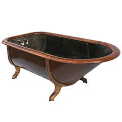 Antique Copper Bathtub with Oak Trim