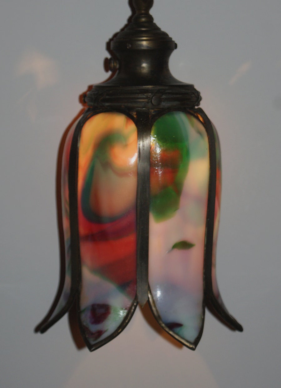 Arts and Crafts Tulip Form Pendant Lights For Sale 3