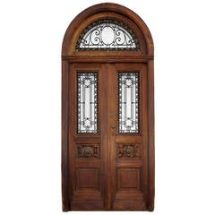 Antique Argentinian Ipe Entrance Doors with Transom