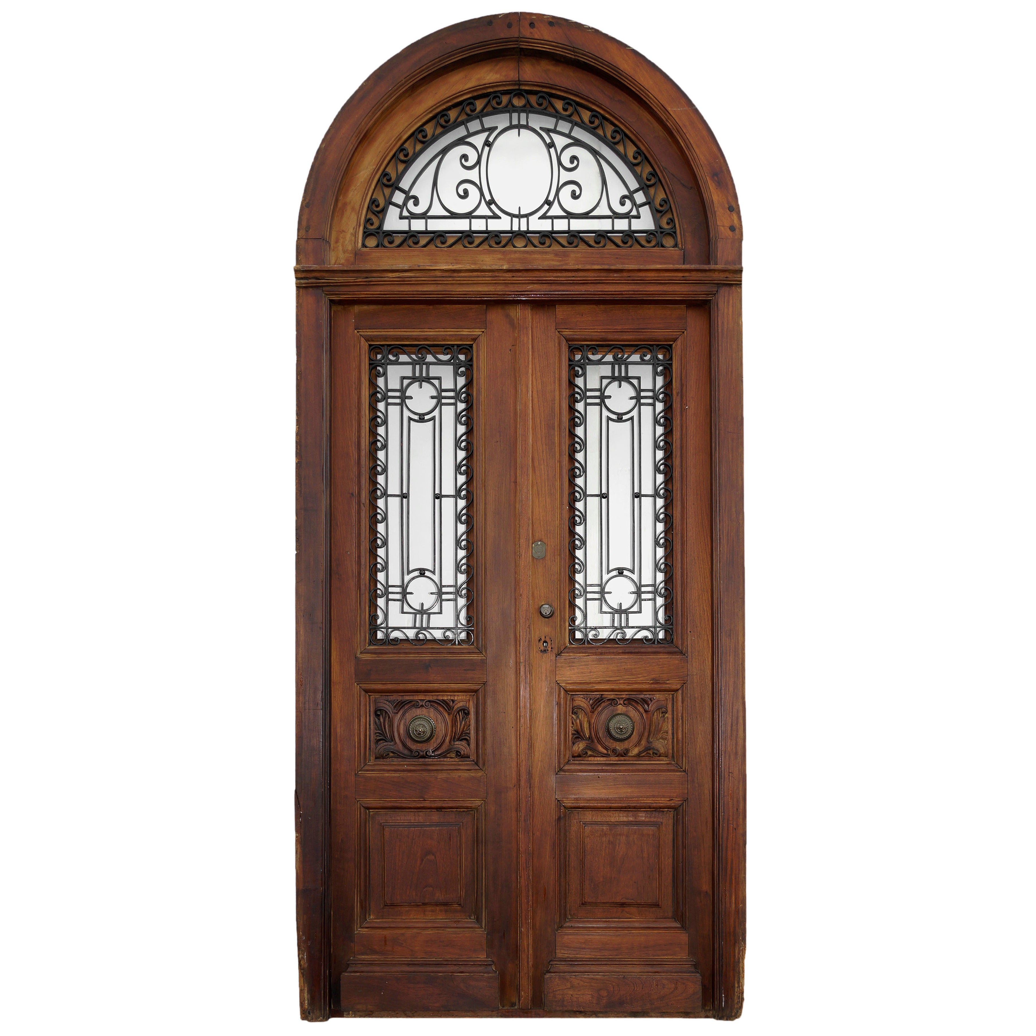 Antique Argentinian Ipe Entrance Doors with Transom For Sale