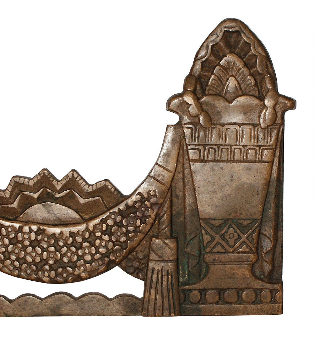 Cast 1920s Babylonian Influenced Art Deco Bronze Panels For Sale
