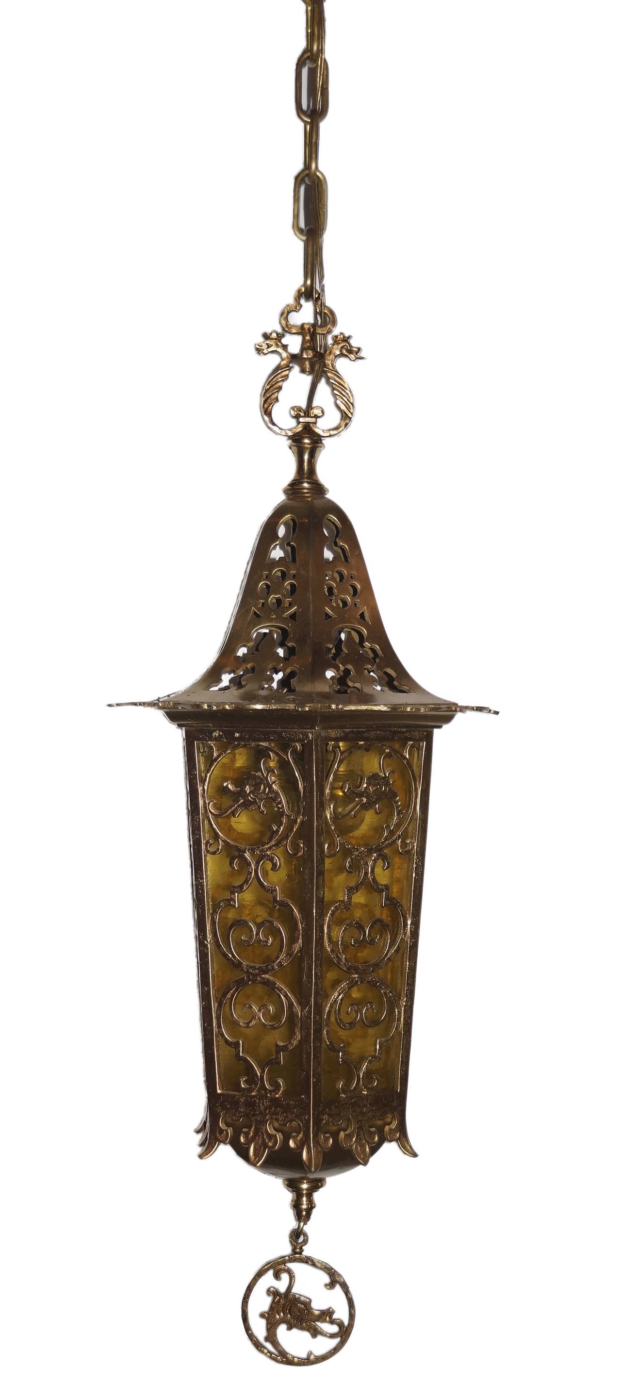 American Neo Gothic Bronze Lantern For Sale