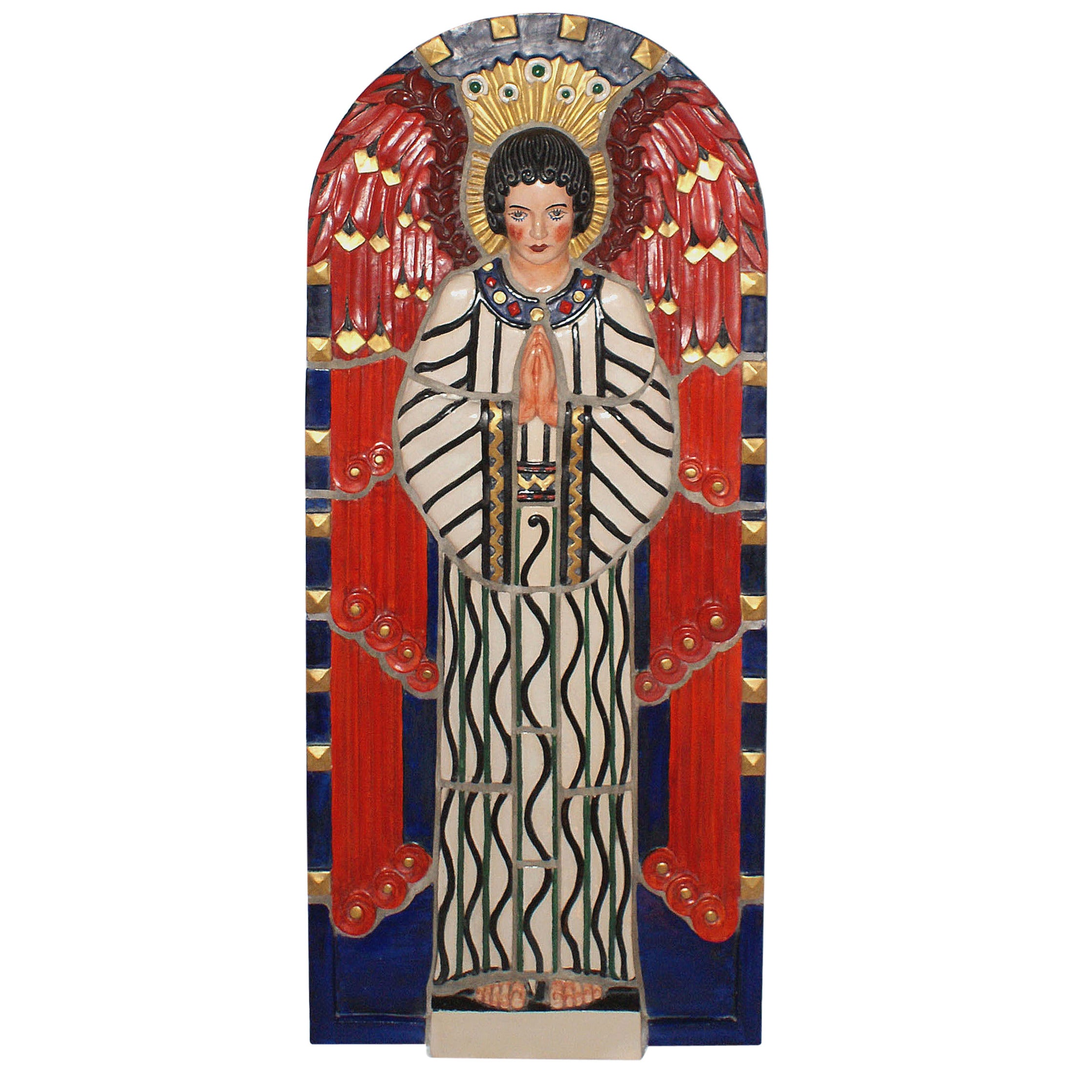 1920s Philadelphia Church Terracotta Angel Plaque For Sale