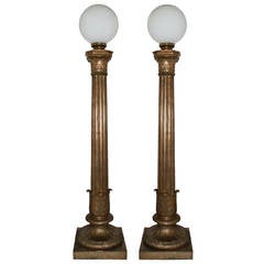 Pair of Large Scale Beaux Arts Style Bronze Torchieres