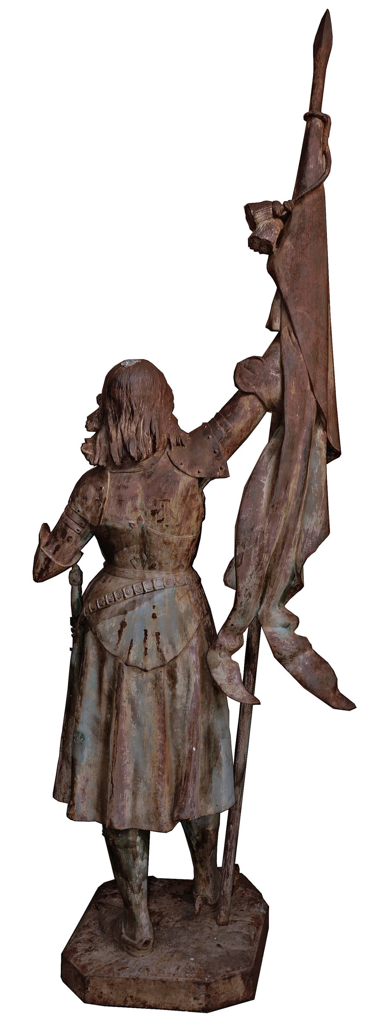 Joan of Arc, Late 19th Century French Cast-Iron Statue For Sale 2