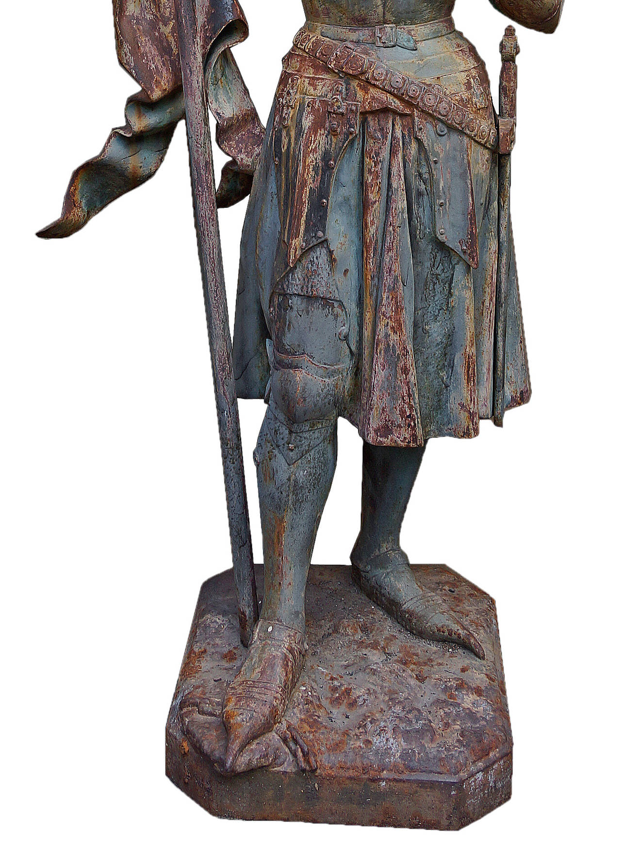 Joan of Arc, Late 19th Century French Cast-Iron Statue For Sale 4