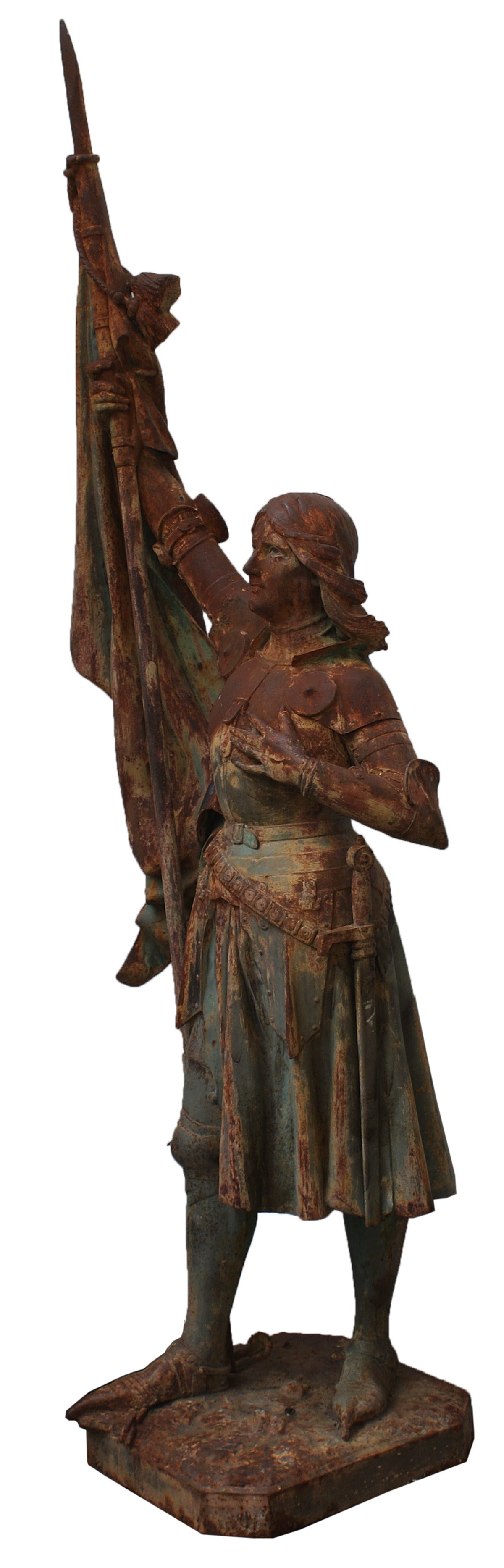 Joan of Arc, Late 19th Century French Cast-Iron Statue In Good Condition For Sale In New York, NY