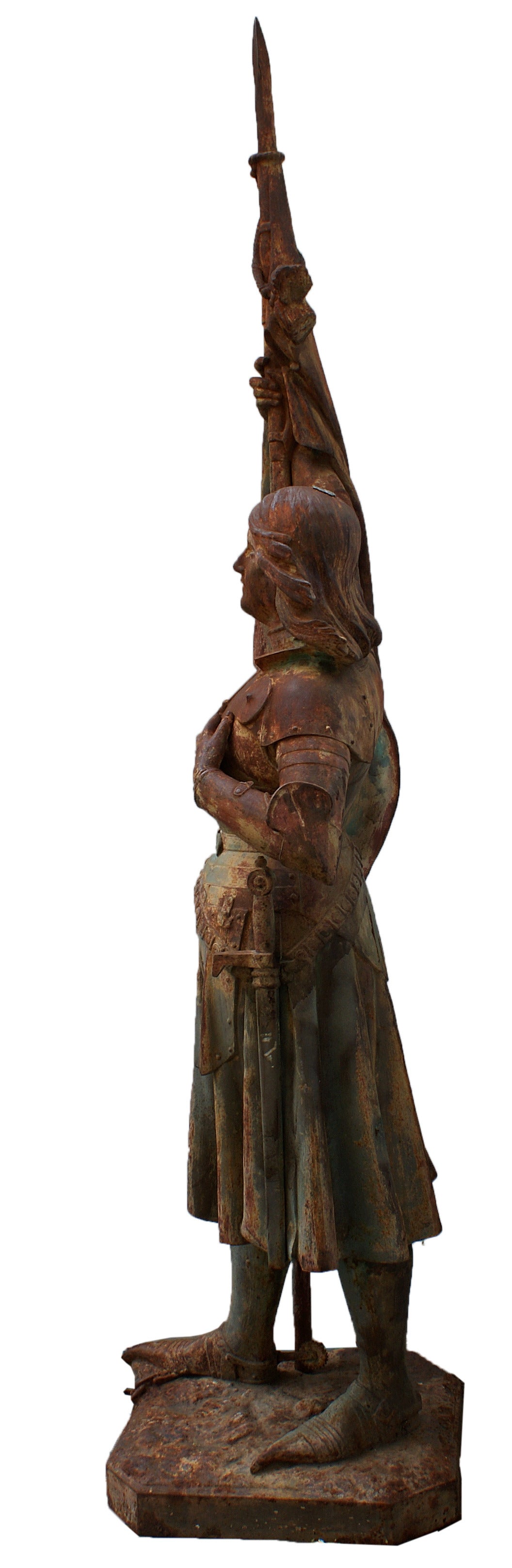 Joan of Arc, Late 19th Century French Cast-Iron Statue For Sale 1