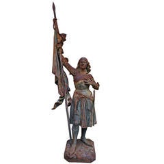 Joan of Arc, Late 19th Century French Cast-Iron Statue Joan of Arc, Late 19th Century French Cast-Iron Statue