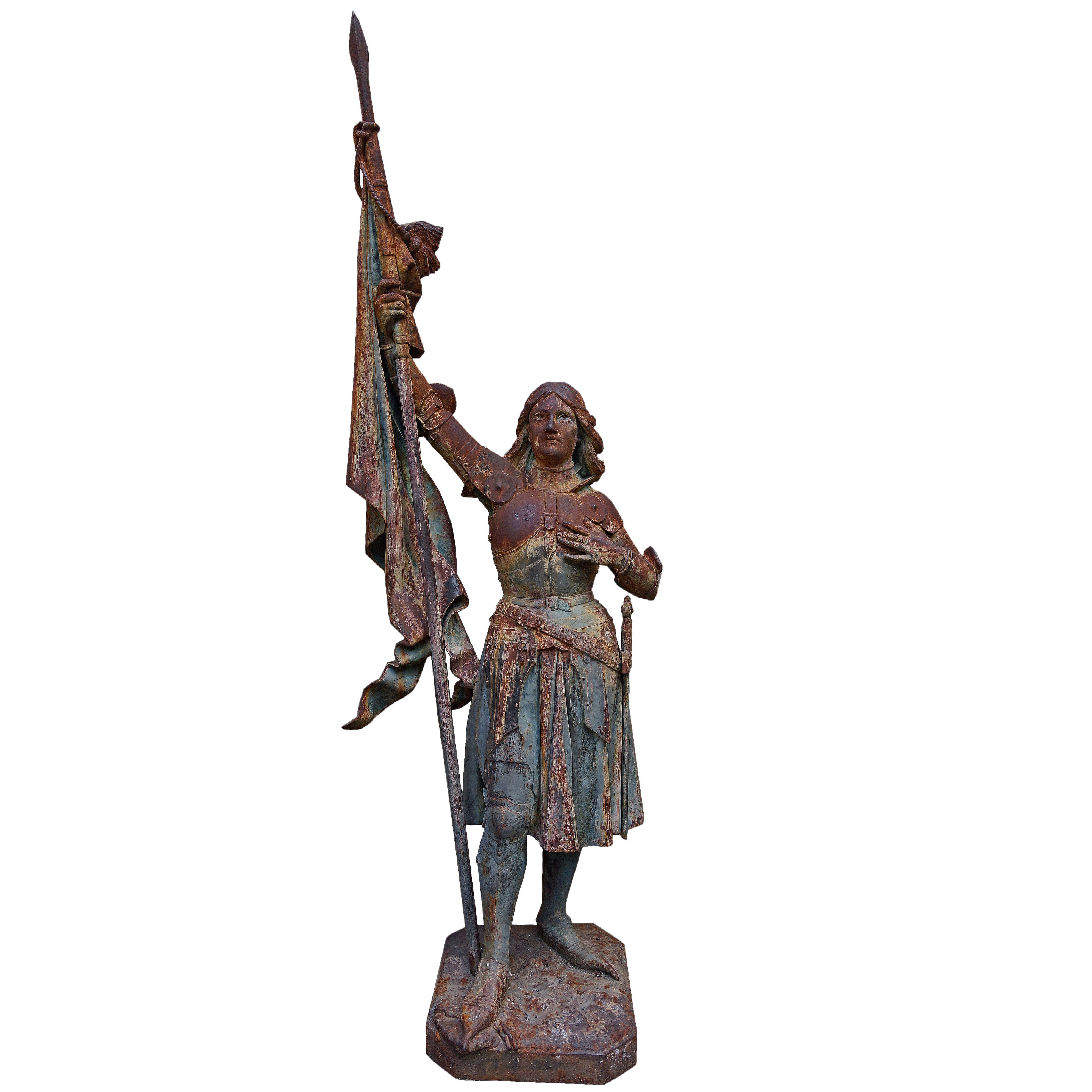 Joan of Arc, Late 19th Century French Cast-Iron Statue For Sale