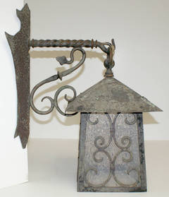 Antique Bronze Arts & Crafts Corner Sconce