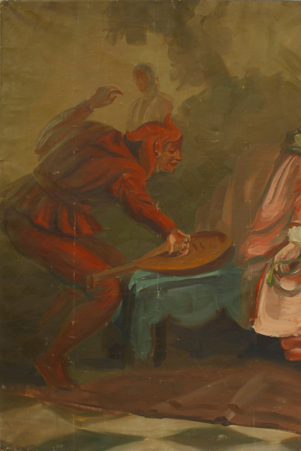 Tudors in Love, Large 1920s Oil Painting