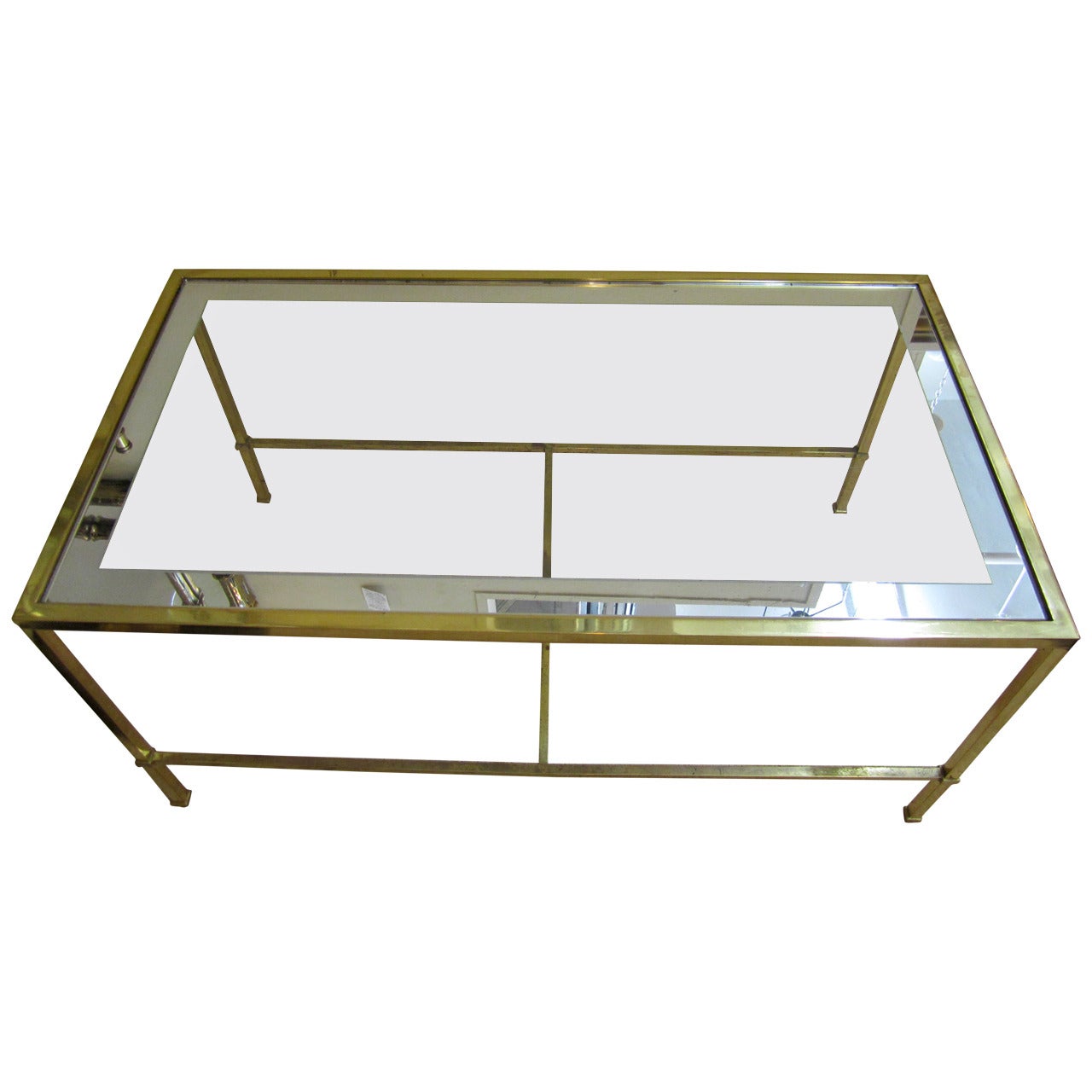 Modern Brass and Glass Cocktail or Coffee Table after Harvey Probber
