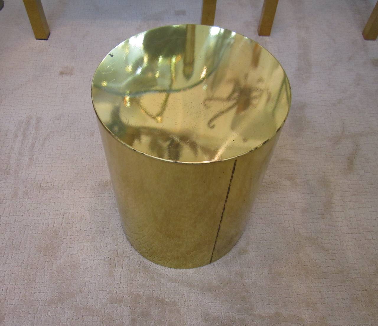 1970s Modern Brass 'Drum' Side or End Table Signed by Designers C. Jere 2
