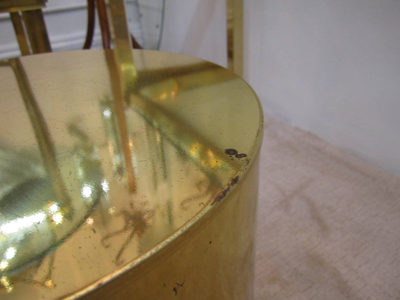 1970s Modern Brass 'Drum' Side or End Table Signed by Designers C. Jere 1