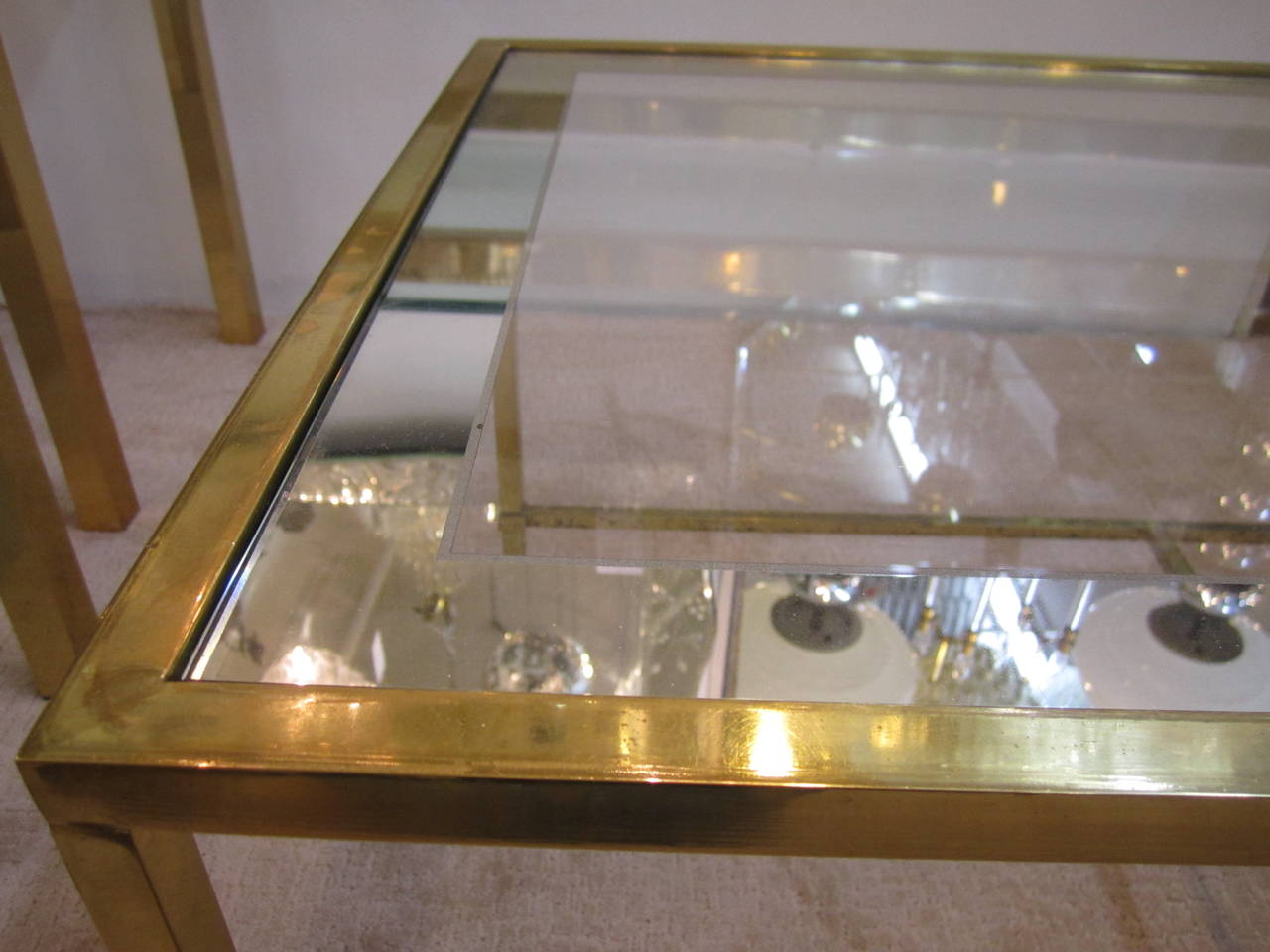 Modern Brass and Glass Cocktail or Coffee Table after Harvey Probber 1