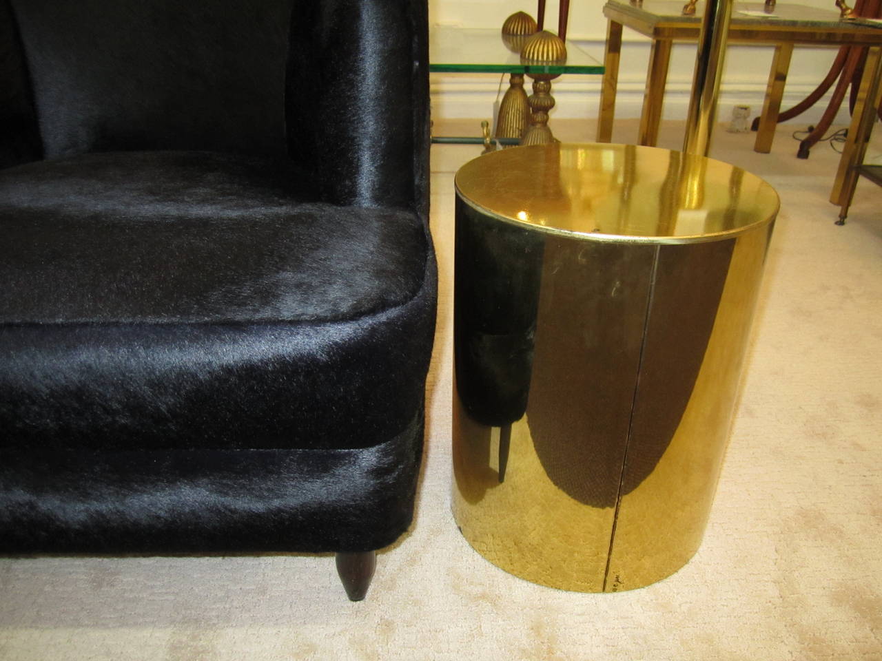 1970s Modern Brass 'Drum' Side or End Table Signed by Designers C. Jere 3