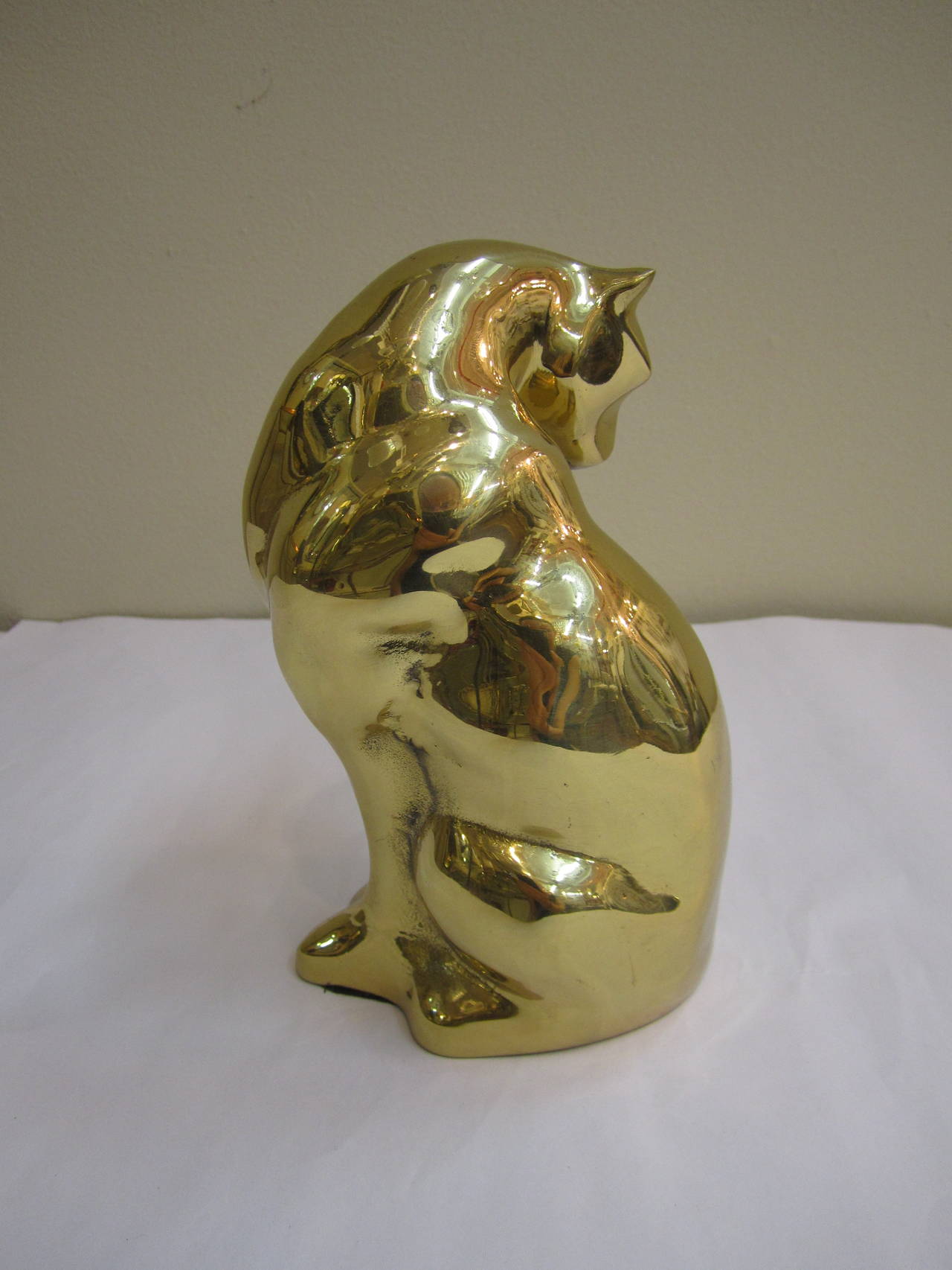 Modern Brass Cheetah or Panther Cat Sculpture in the Style of Cartier, 1970s In Excellent Condition In New York, NY