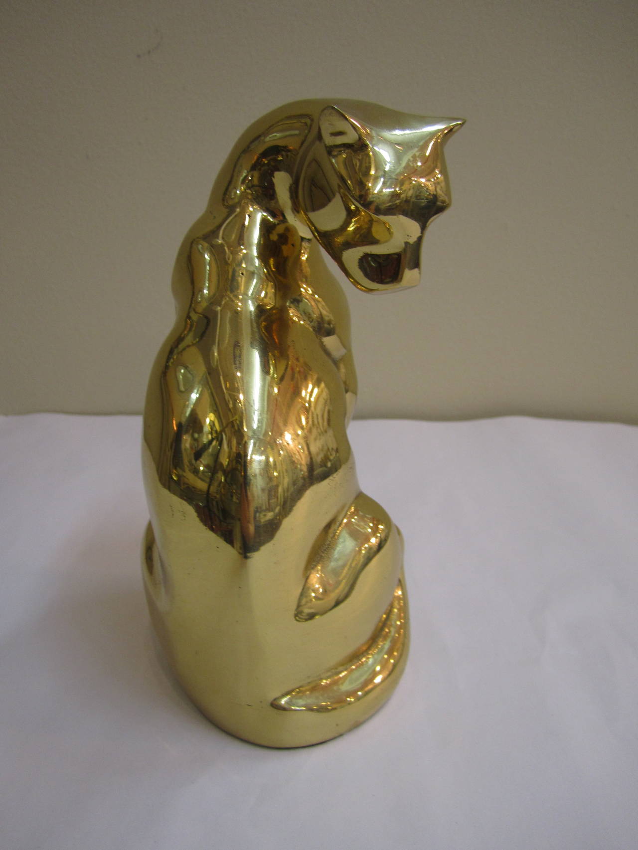 Late 20th Century Modern Brass Cheetah or Panther Cat Sculpture in the Style of Cartier, 1970s
