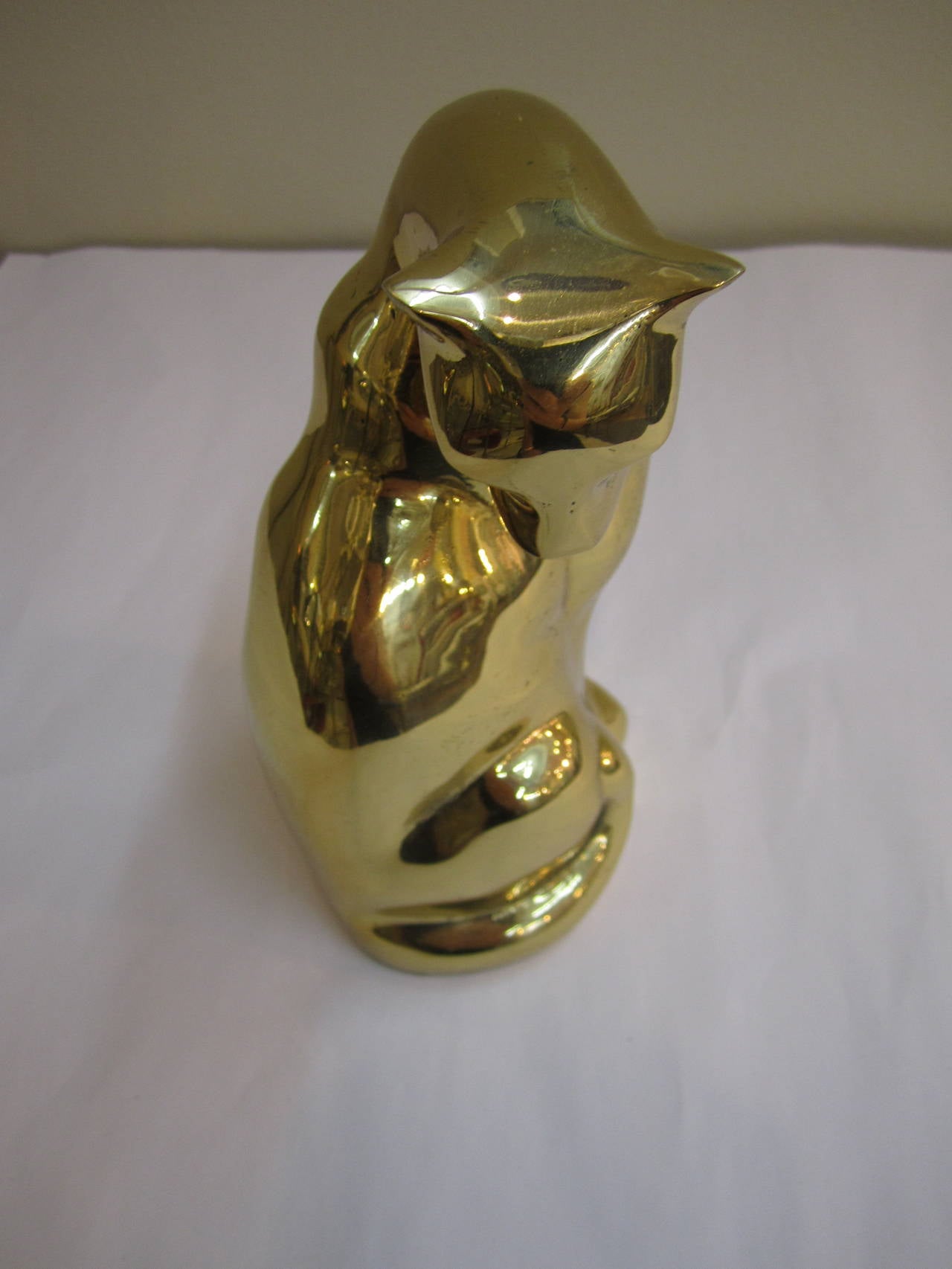 Modern Brass Cheetah or Panther Cat Sculpture in the Style of