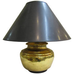 Vintage Brass Desk or Table Lamp with 'Hammered' Design