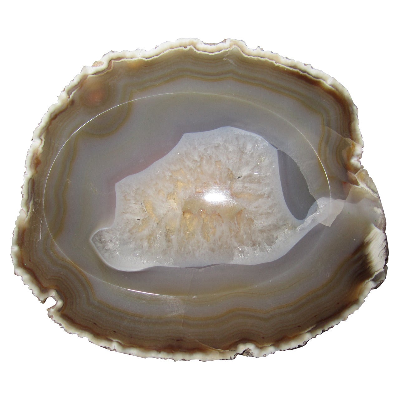 Geode Bowl or Dish in Shades of White, Grey and Brown