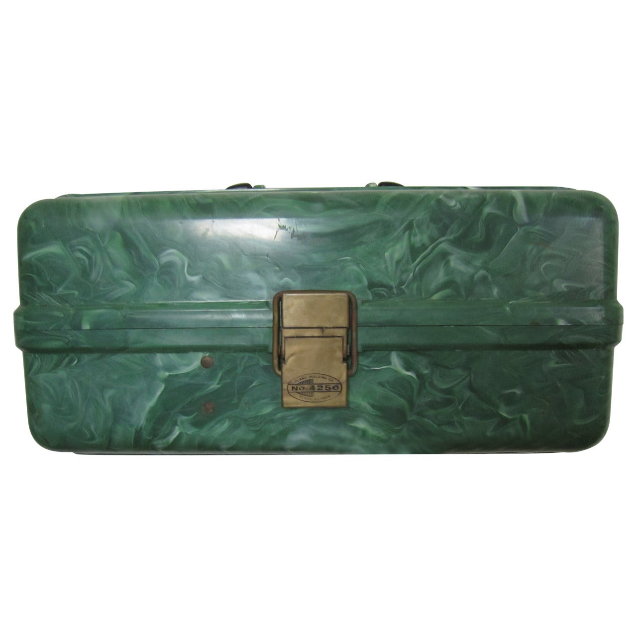 Vintage Green Marbleized or Malachite Style Plastic Tackle or Storage Box