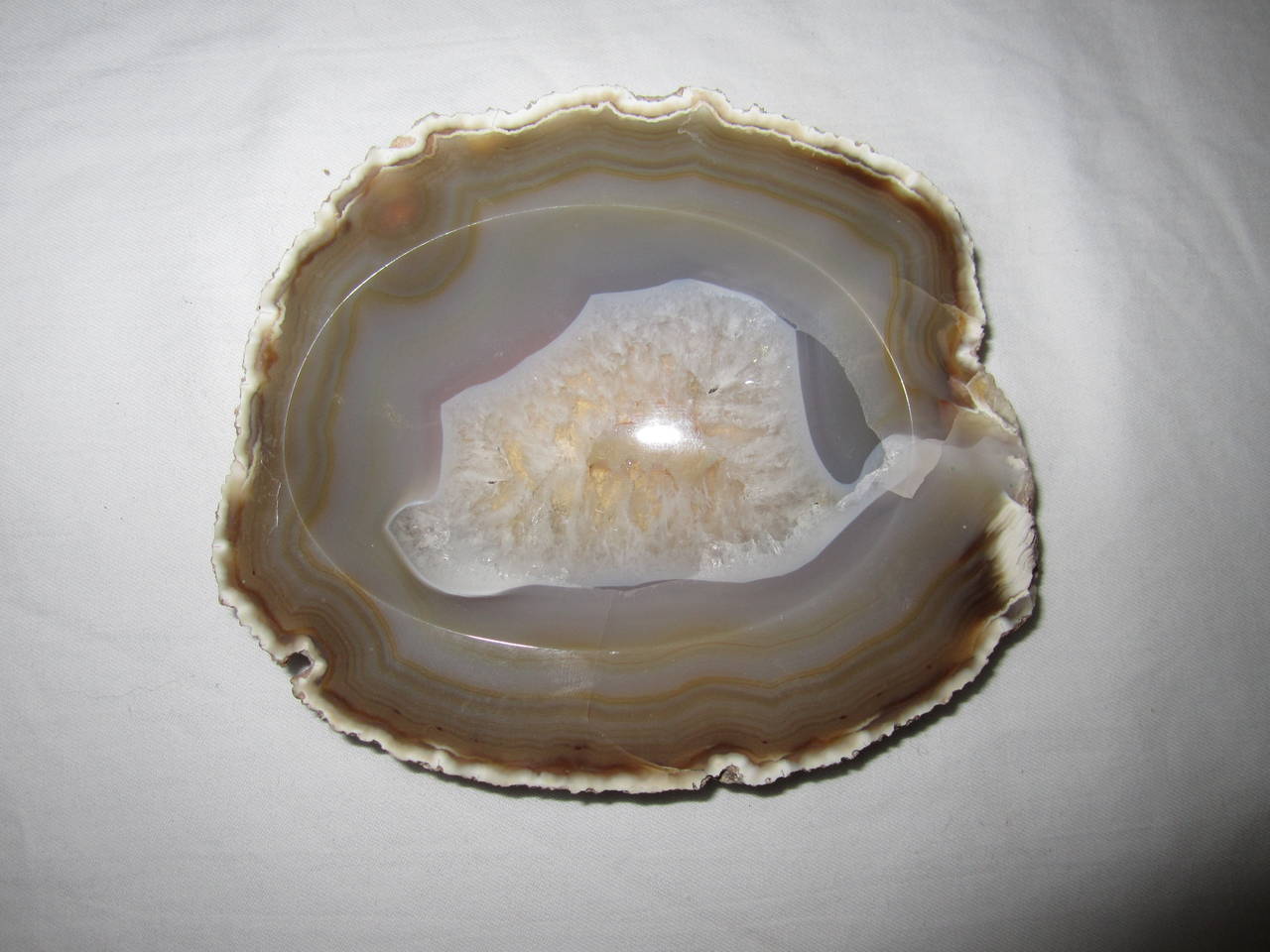 Geode Bowl or Dish in Shades of White, Grey and Brown In Excellent Condition In New York, NY