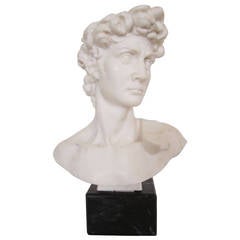 Classic Greek or Roman Bust on Black Marble Base