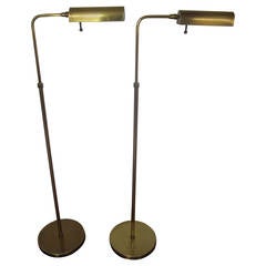 Retro Mid-Century Pair of Brass Adjustable Floor Lamps by Chapman