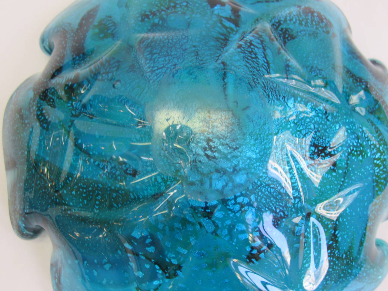 Vintage Italian Murano Blue and White Swirl Art Glass Bowl, Italy 5