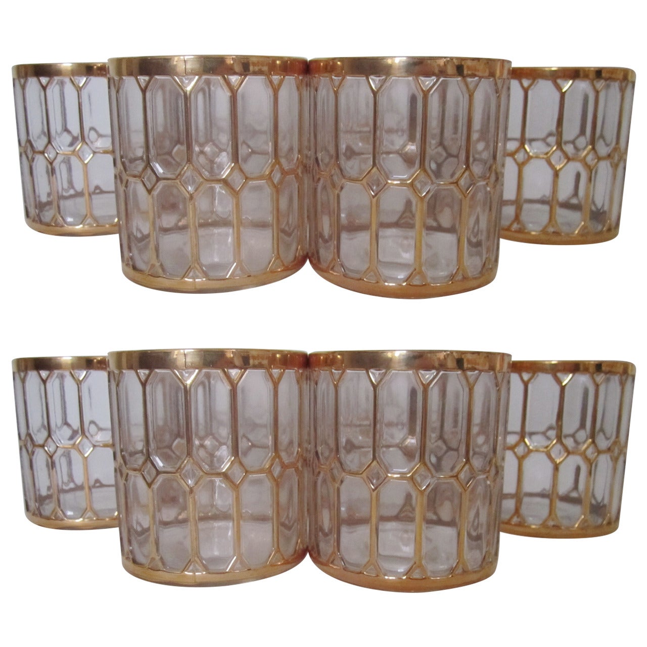 Vintage Barware Rocks Cocktail Glasses in 24-Karat Gold by Imperial Glass, 1970s