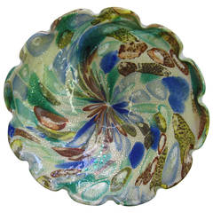 Mid-Century Italian Murano Mulitcolored Art Glass Bowl