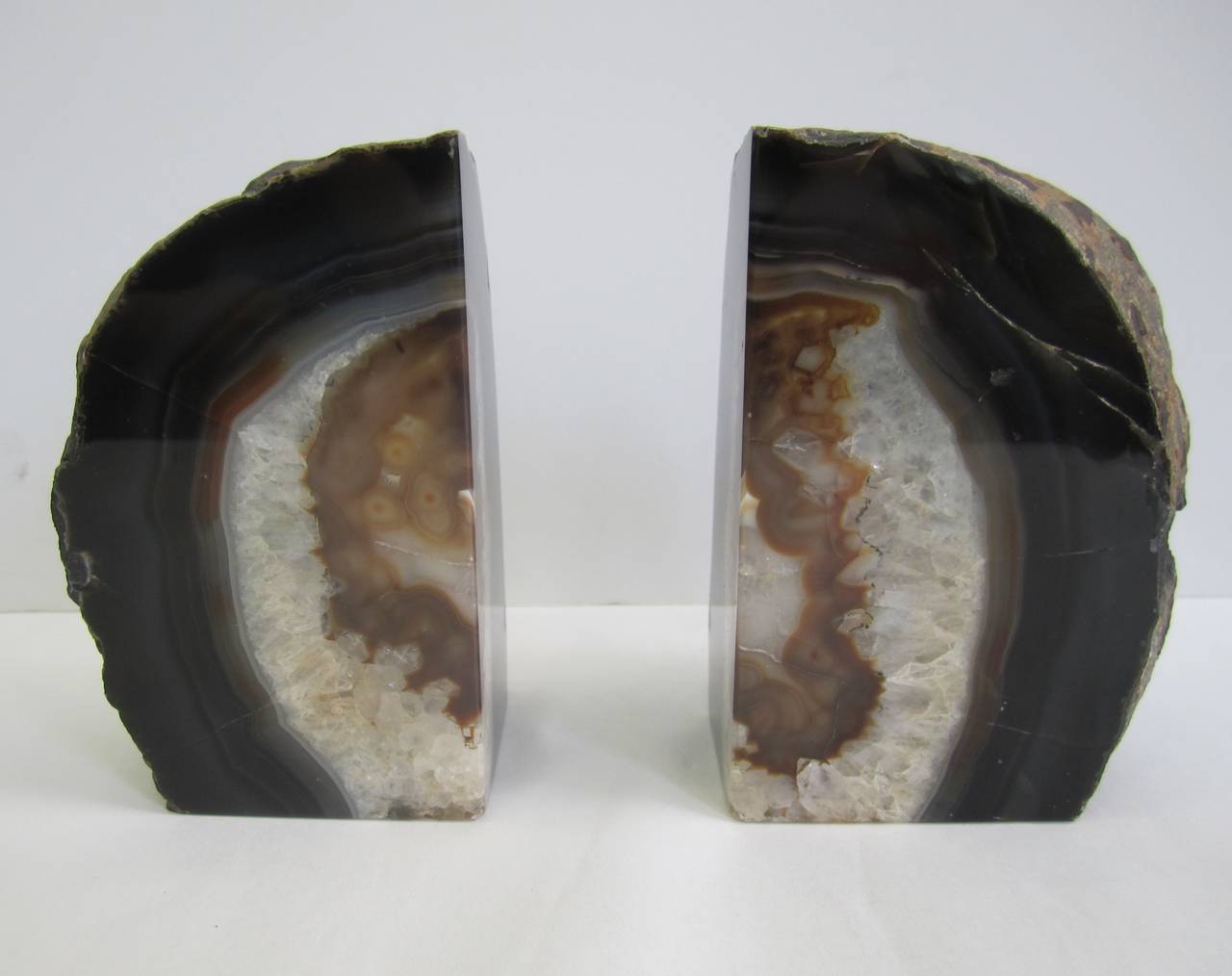 Rock Crystal Pair of Crystal Geode Bookends