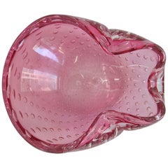 Italian Murano Red Pink Art Glass Bowl 