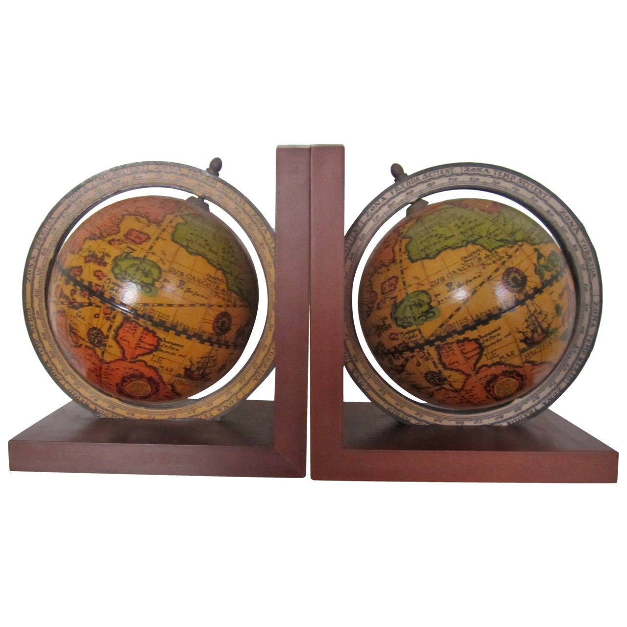 Midcentury Pair of Italian Globe Bookend at 1stDibs