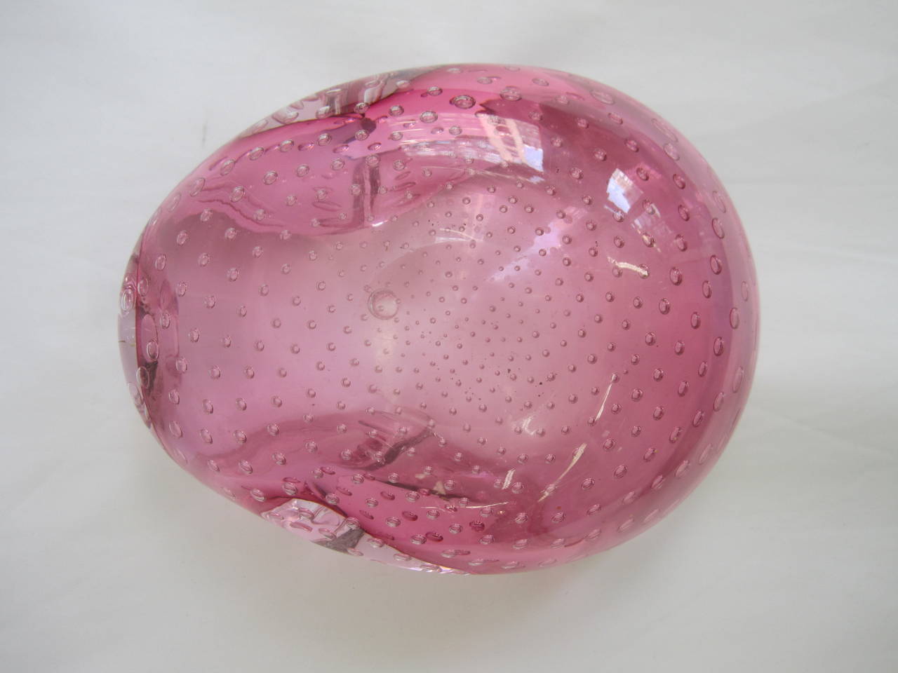 Italian Murano Red Pink Art Glass Bowl  In Good Condition In New York, NY